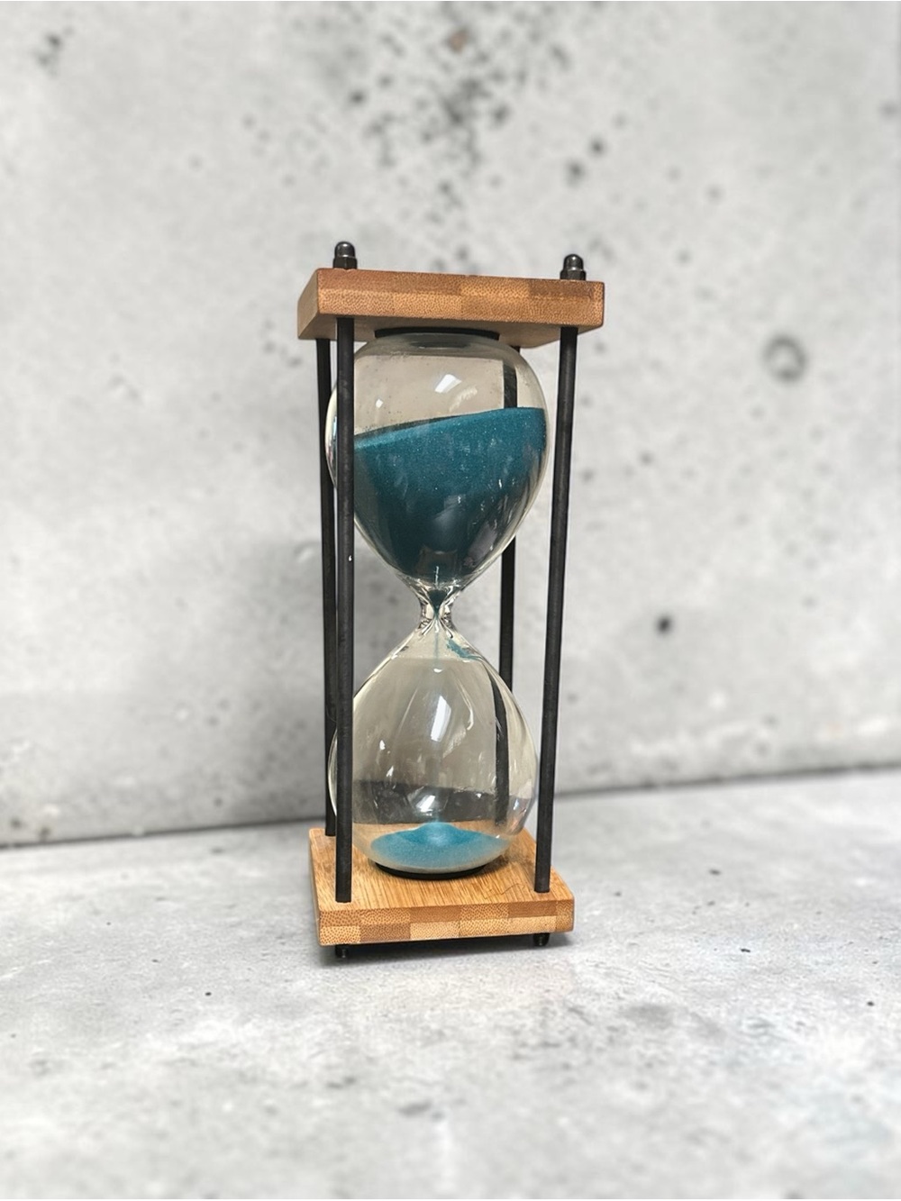 Teal Sand Hourglass with Wood Frame